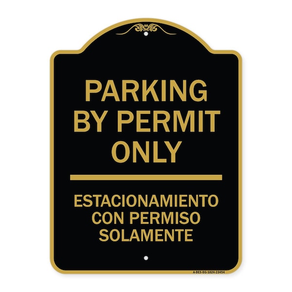 Parking by Permit Estacionamiento Con Permiso Solamente Heavy-Gauge Alum, 18" x 24", BG-1824-23454